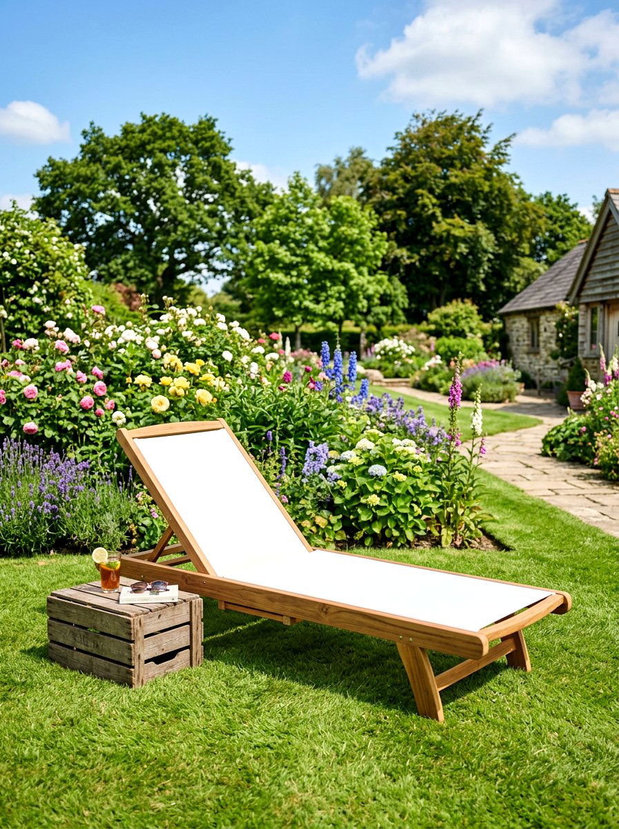 Wooden Frame Sun Lounger - 30 sling chair patio ideas