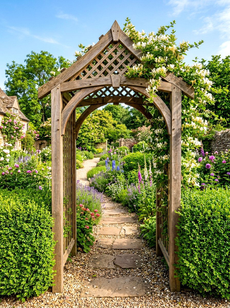 Wooden Garden Arch - 30 arbor walkway ideas