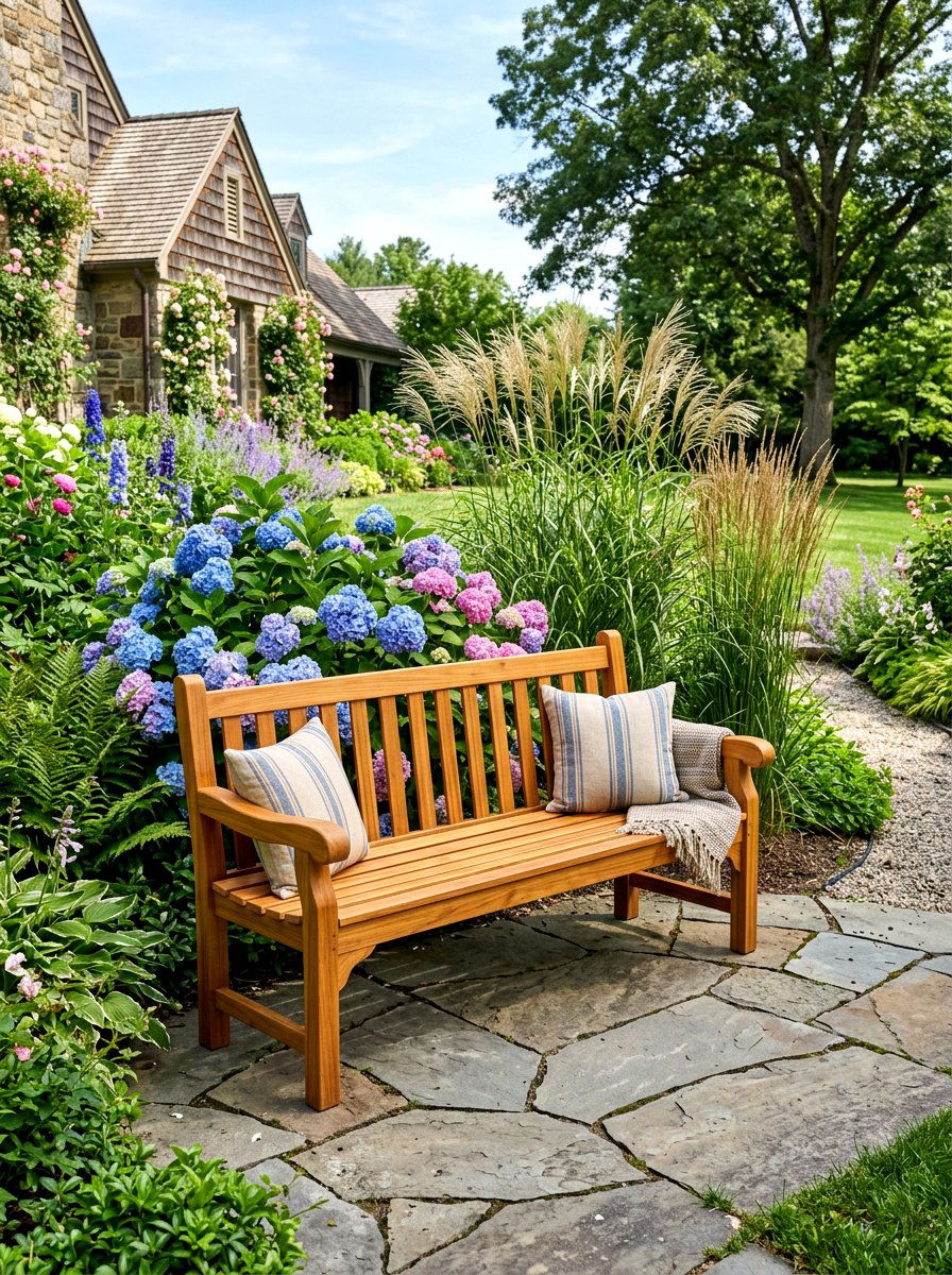Wooden Garden Bench - 30 front yard bench ideas