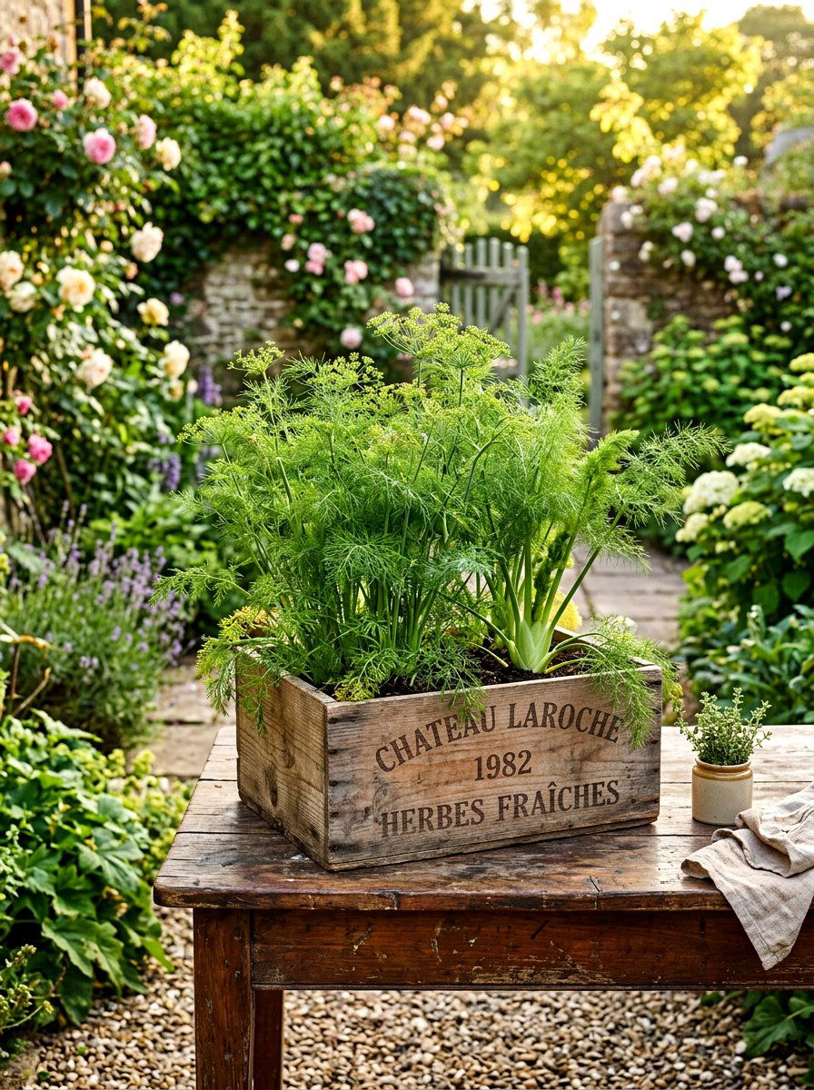 Wooden Herb Crate Planter - 30 herb container garden ideas