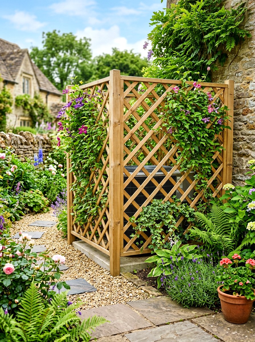Wooden Lattice Screen - 30 AC unit landscaping ideas
