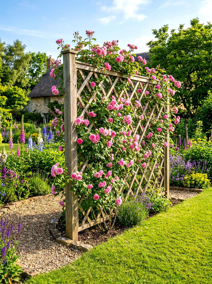 Wooden Lattice Trellis - 30 garden trellis ideas