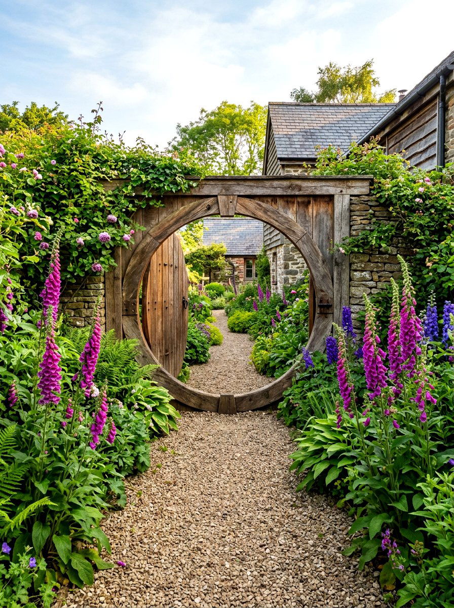 Wooden Moon Gate Entrance - 30 moon gate garden ideas
