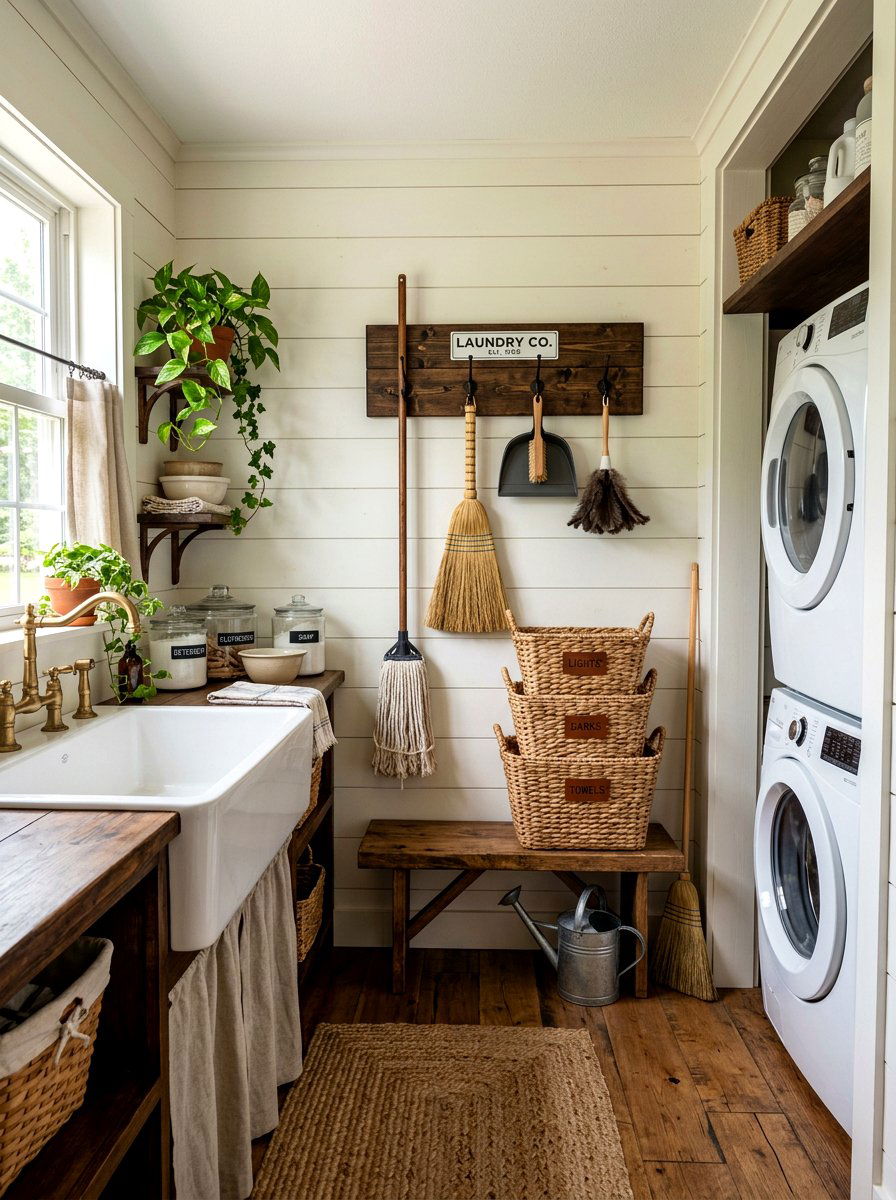 Wooden Mop Rack - 30 mop broom storage ideas