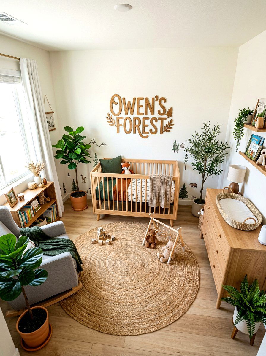 Wooden Name Sign - 30 woodland nursery ideas