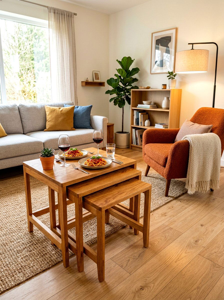 Wooden Nesting Tables - 30 small space dining table ideas