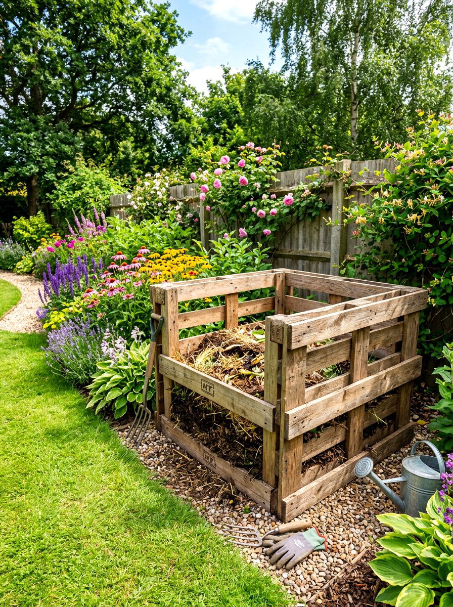 Wooden Pallet Compost Bin - 30 compost corner ideas