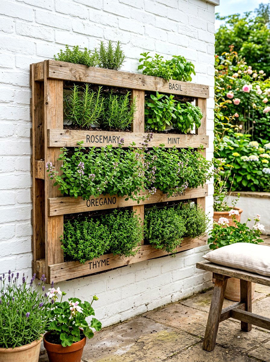 Wooden Pallet Herb Garden - 30 small herb garden ideas