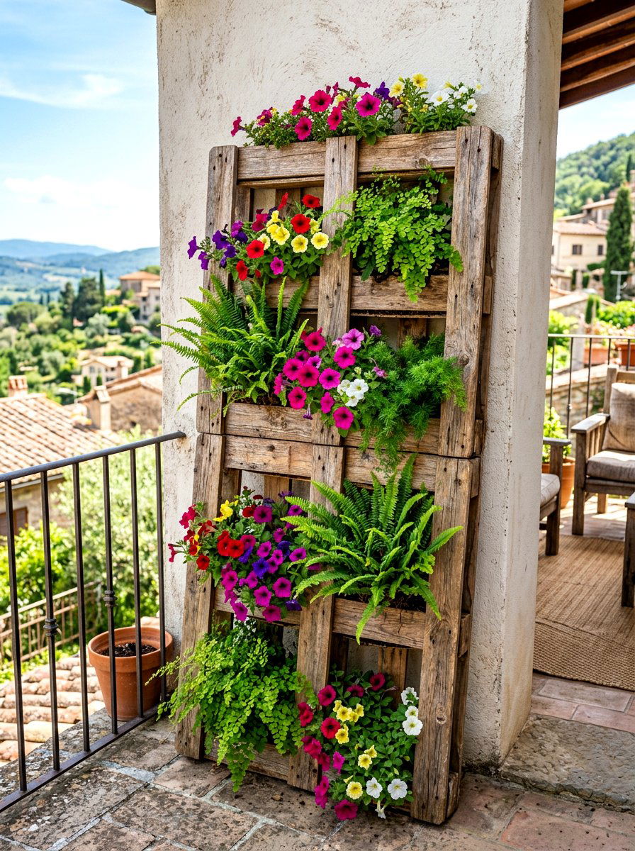 Wooden Pallet Planter - 30 balcony vertical garden ideas