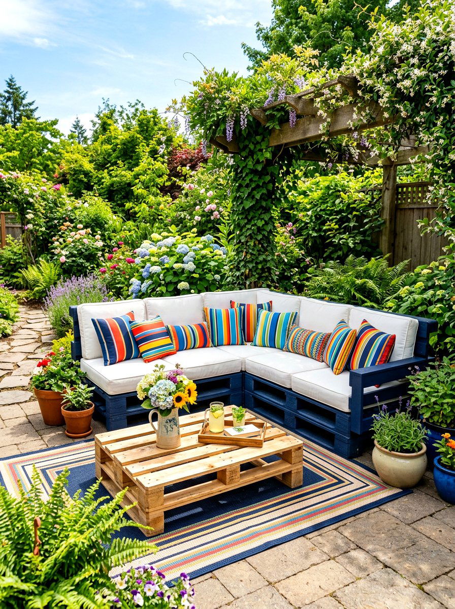 Wooden Pallet Seating - 30 budget backyard ideas