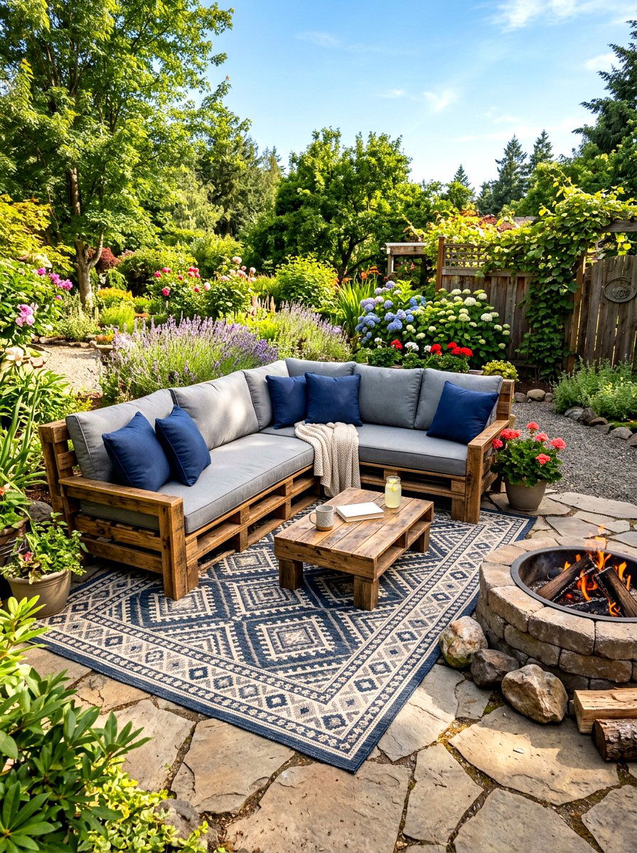 Wooden Pallet Sofa - 30 bohemian patio decor ideas