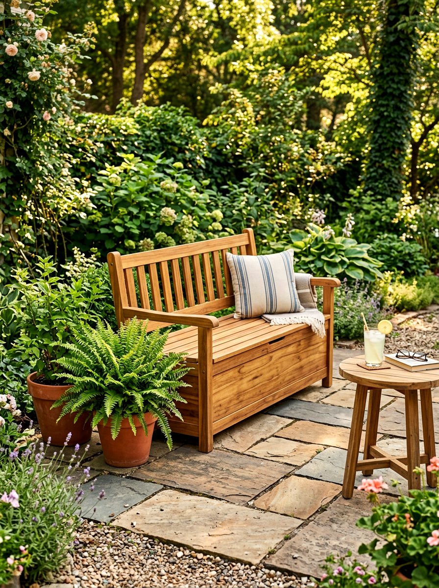 Wooden Patio Storage Bench - 30 outdoor storage bench ideas