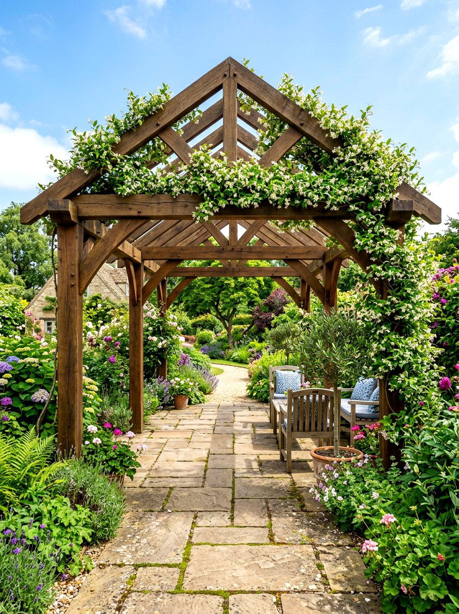 Wooden Pergola Structure - 30 stargazing backyard ideas