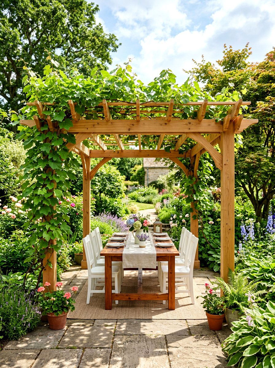 Wooden Pergola - 30 al fresco dining ideas