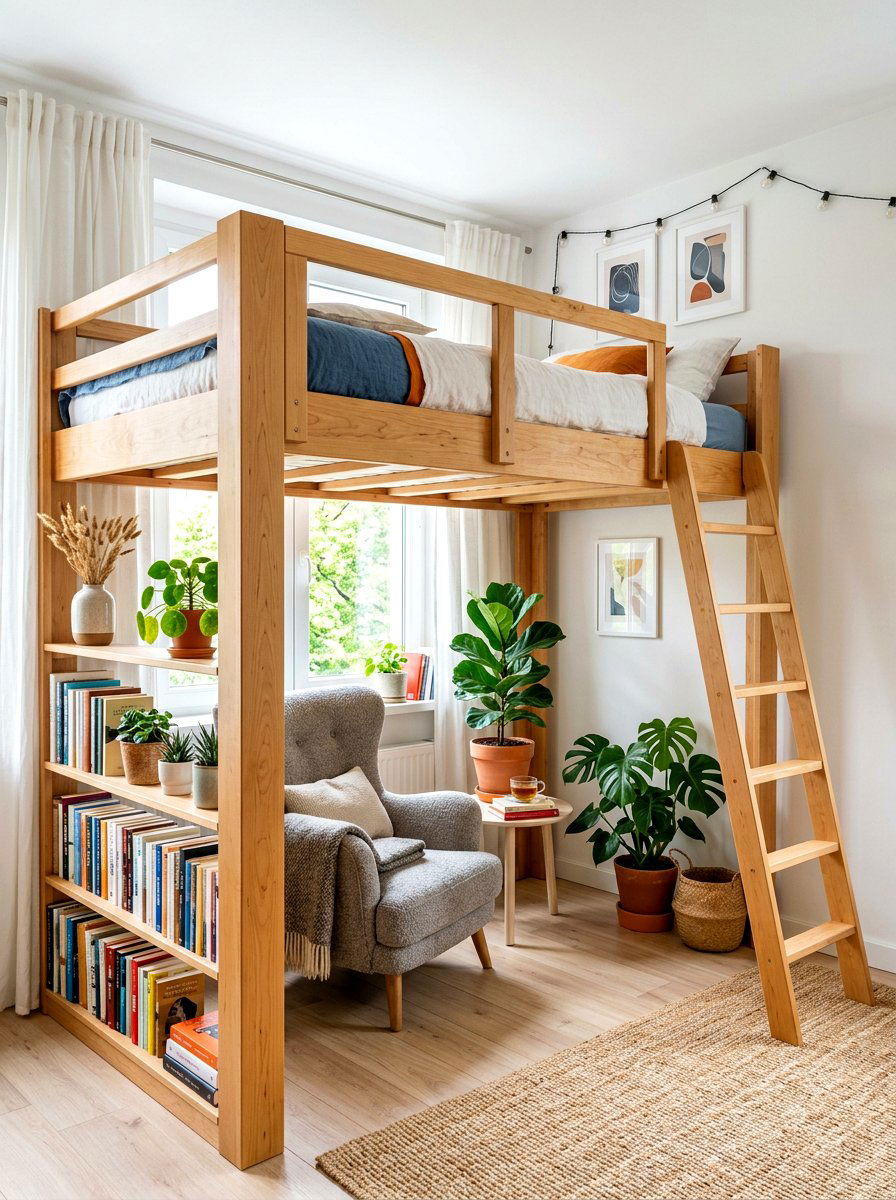 Wooden Platform Loft Bed - 30 loft bed studio apartment ideas