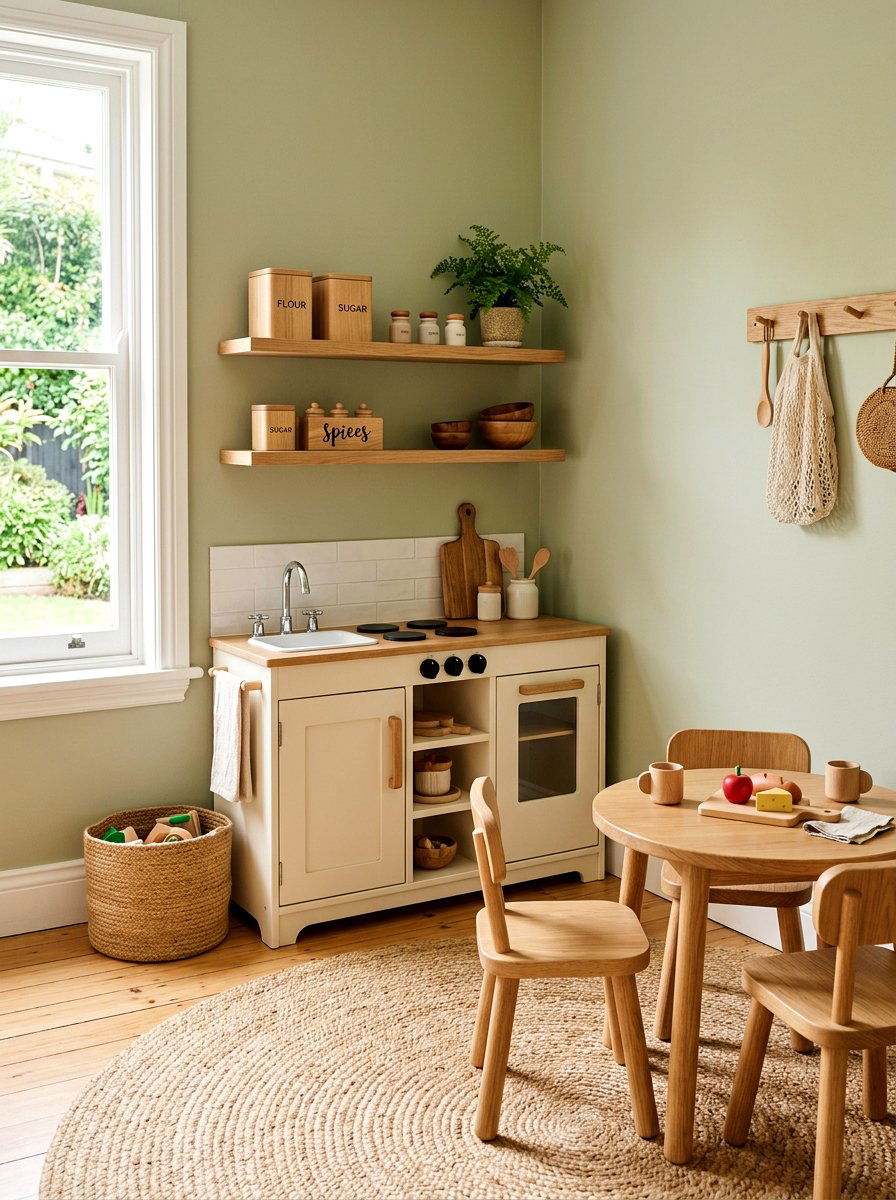 Wooden Play Kitchen Corner - 30 imaginative play corner ideas