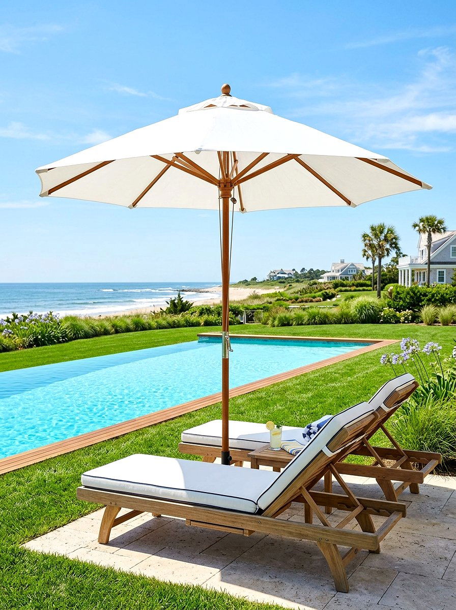 Wooden Pool Umbrella - 30 pool umbrella ideas