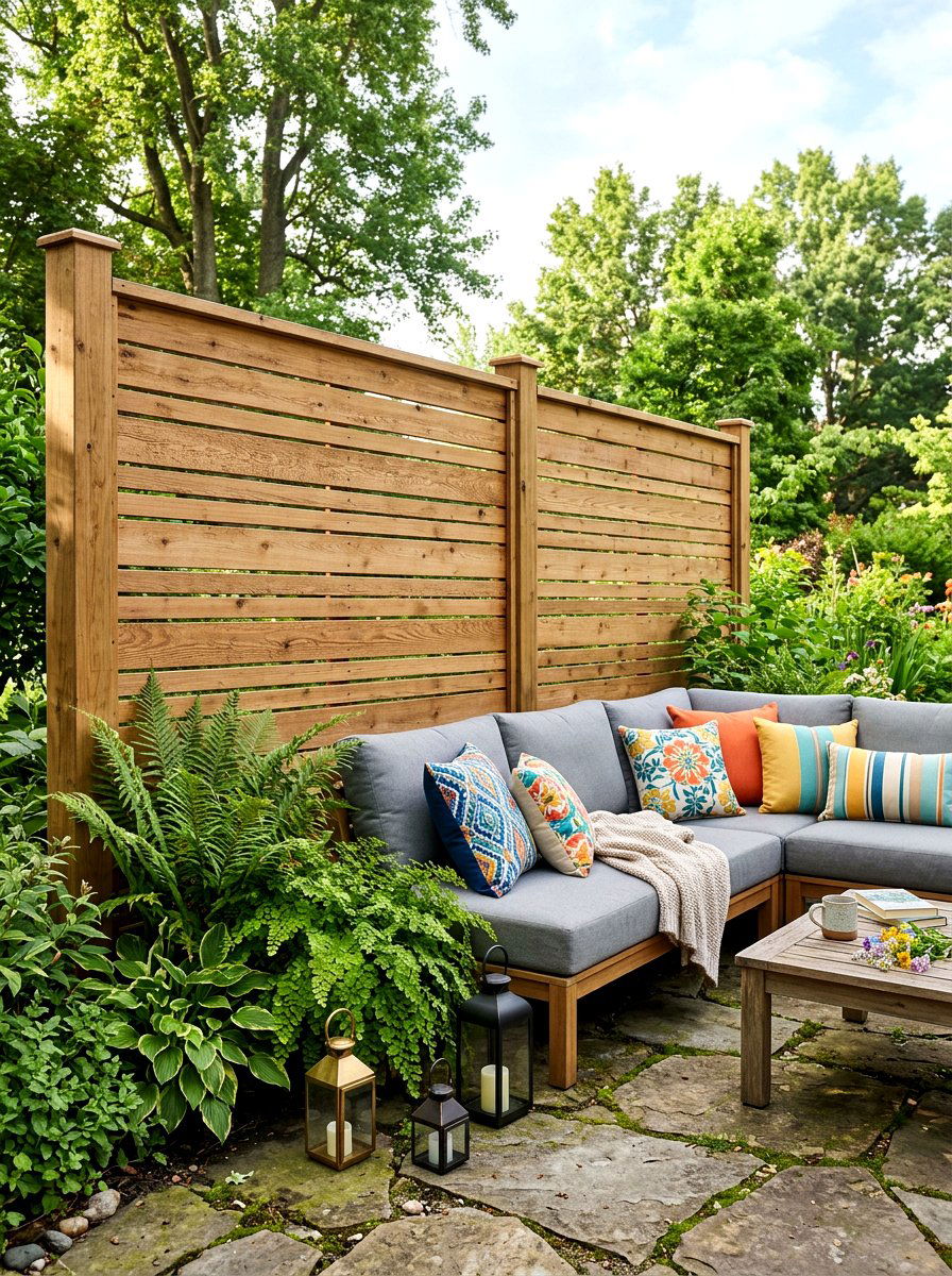 Wooden Privacy Screen - 30 patio privacy ideas