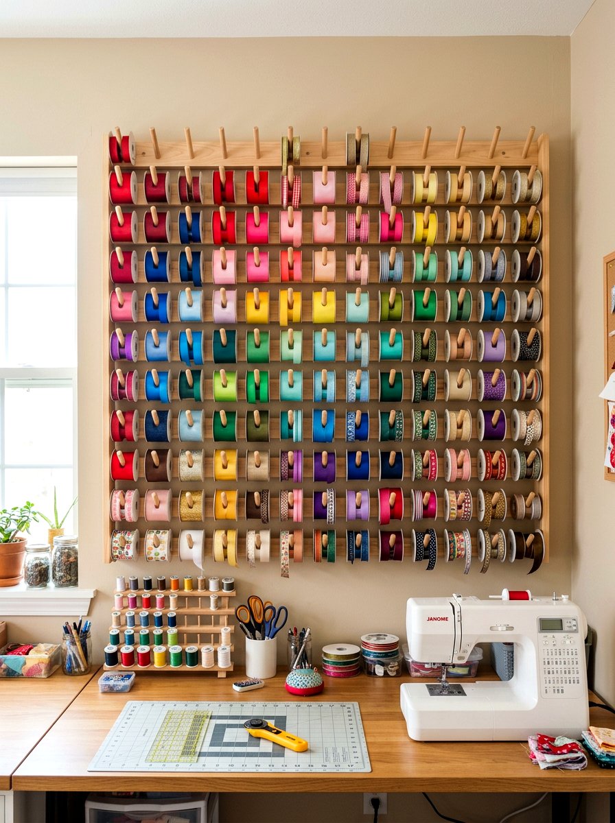 Wooden Ribbon Peg - 30 ribbon storage ideas