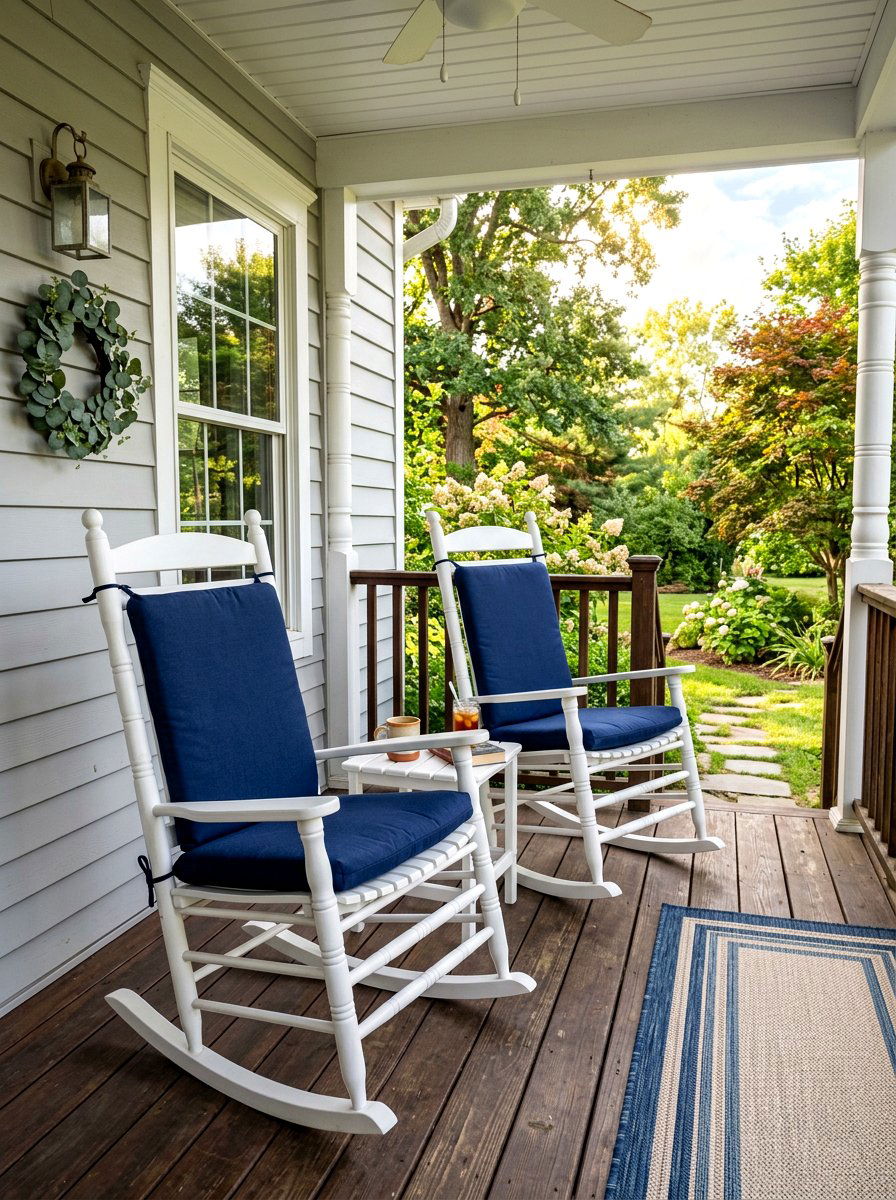 Wooden Rocking Chairs - 30 farmhouse front yard ideas