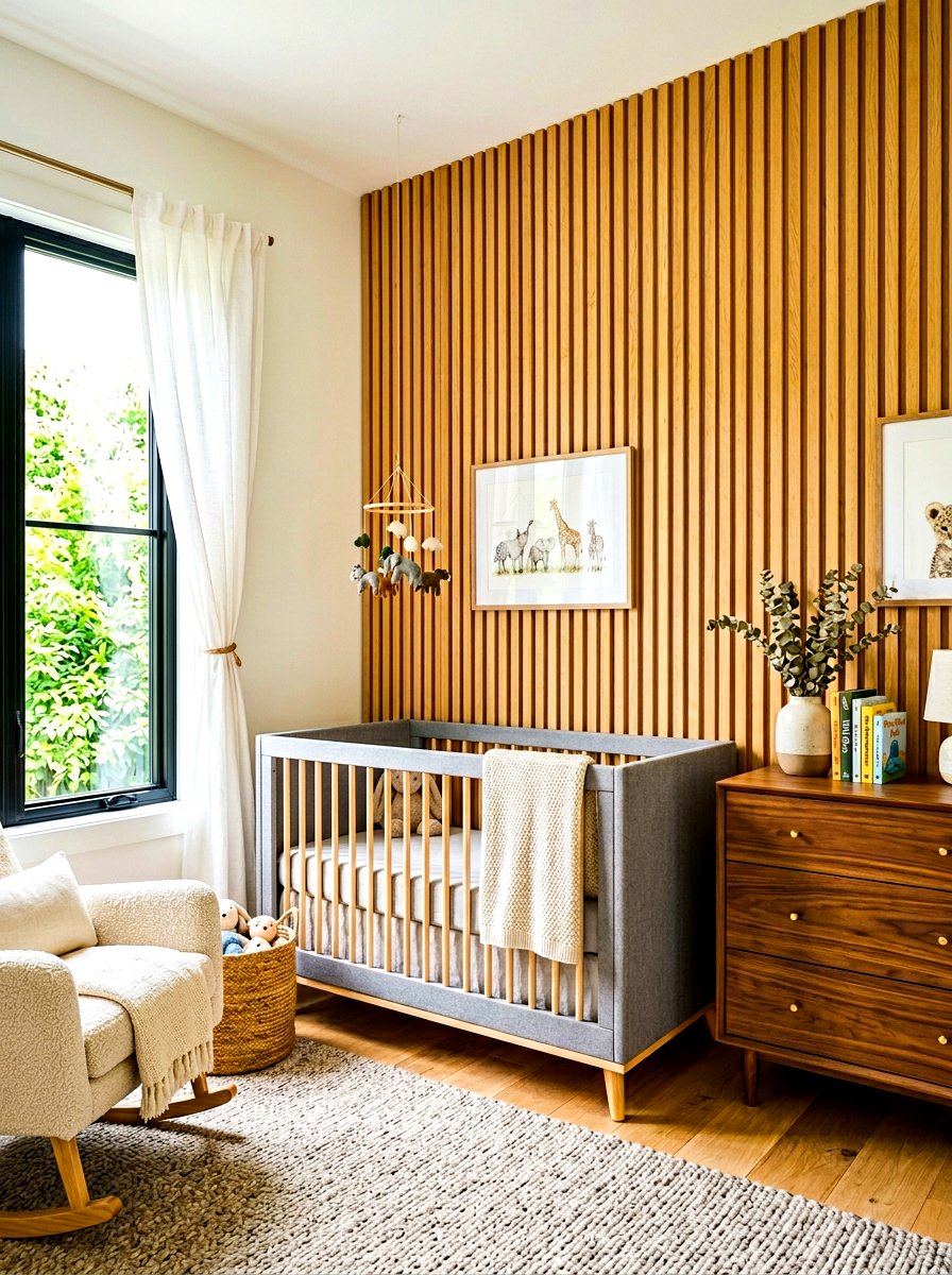Wooden Slat Accent - 30 nursery accent wall ideas