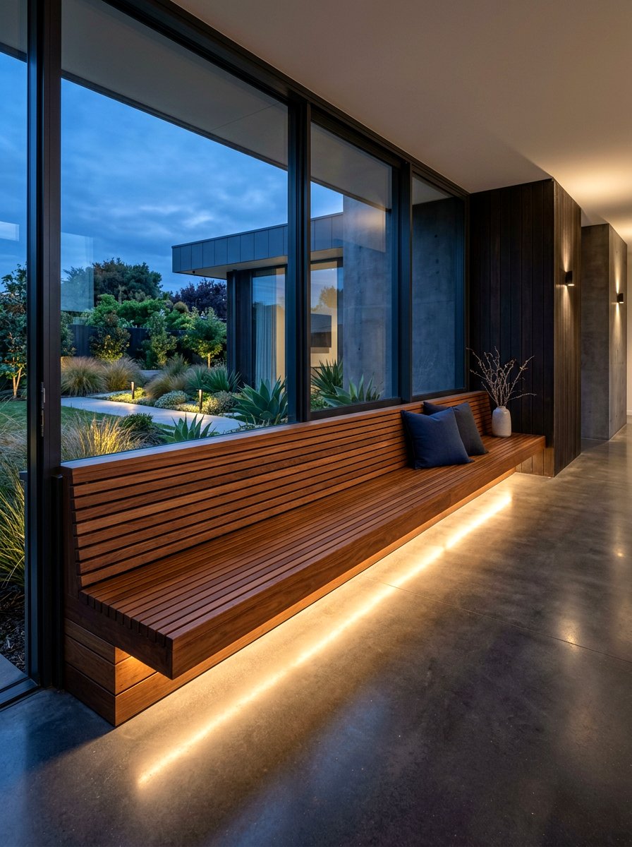 Wooden Slat Bench - 30 poolside lounge ideas