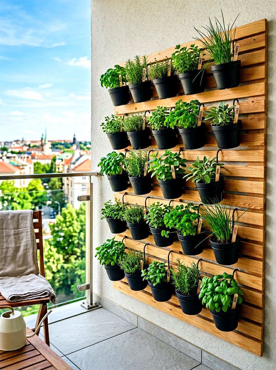 Wooden Slat Herb Garden - 30 vertical herb garden ideas