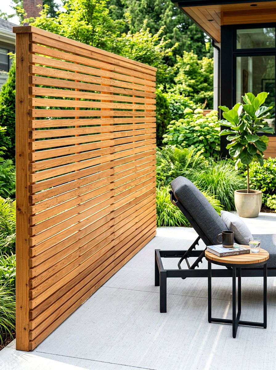 Wooden Slat Partition - 30 outdoor room divider ideas