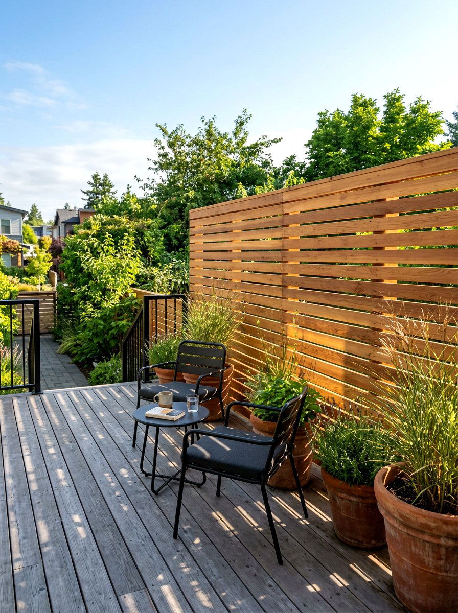 Wooden Slat Privacy Fence - 30 decorative privacy screen ideas