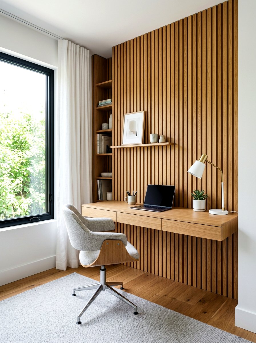Wooden Slat Wall - 30 study wall ideas