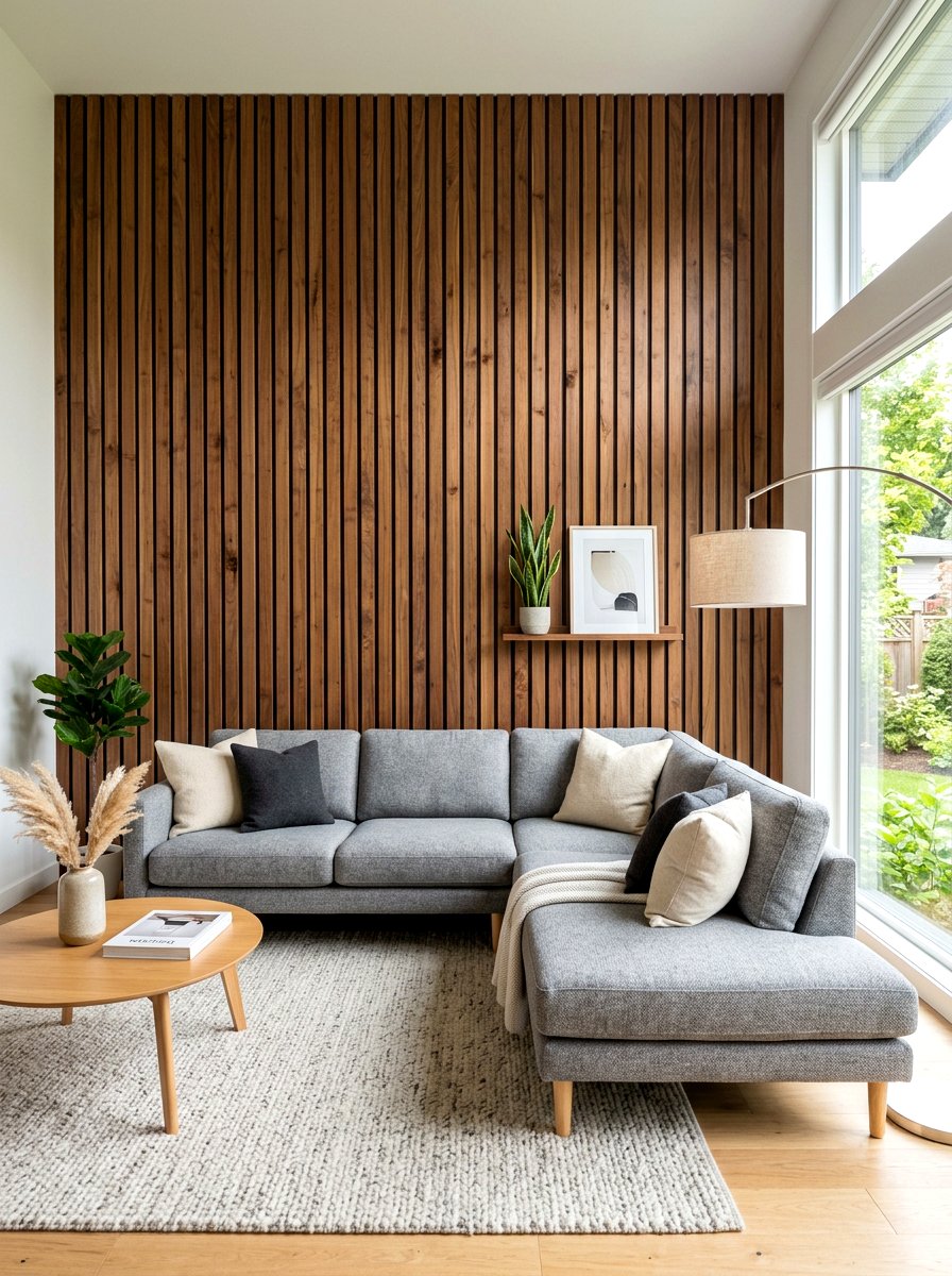 Wooden Slat Wall - 30 room divider apartment aesthetic ideas