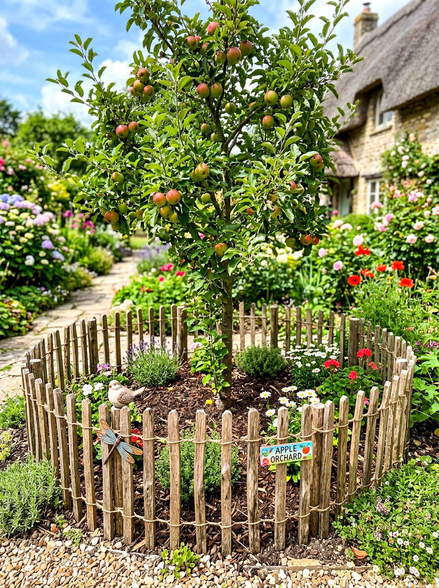 Wooden Stake Apple Tree Edging - 30 apple tree border ideas