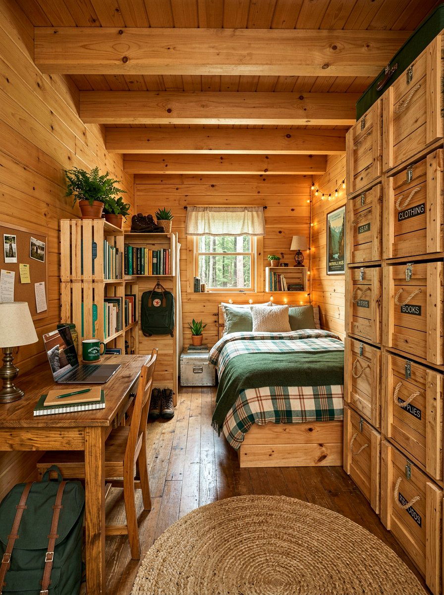 Wooden Storage Crates - 30 dorm storage under bed ideas