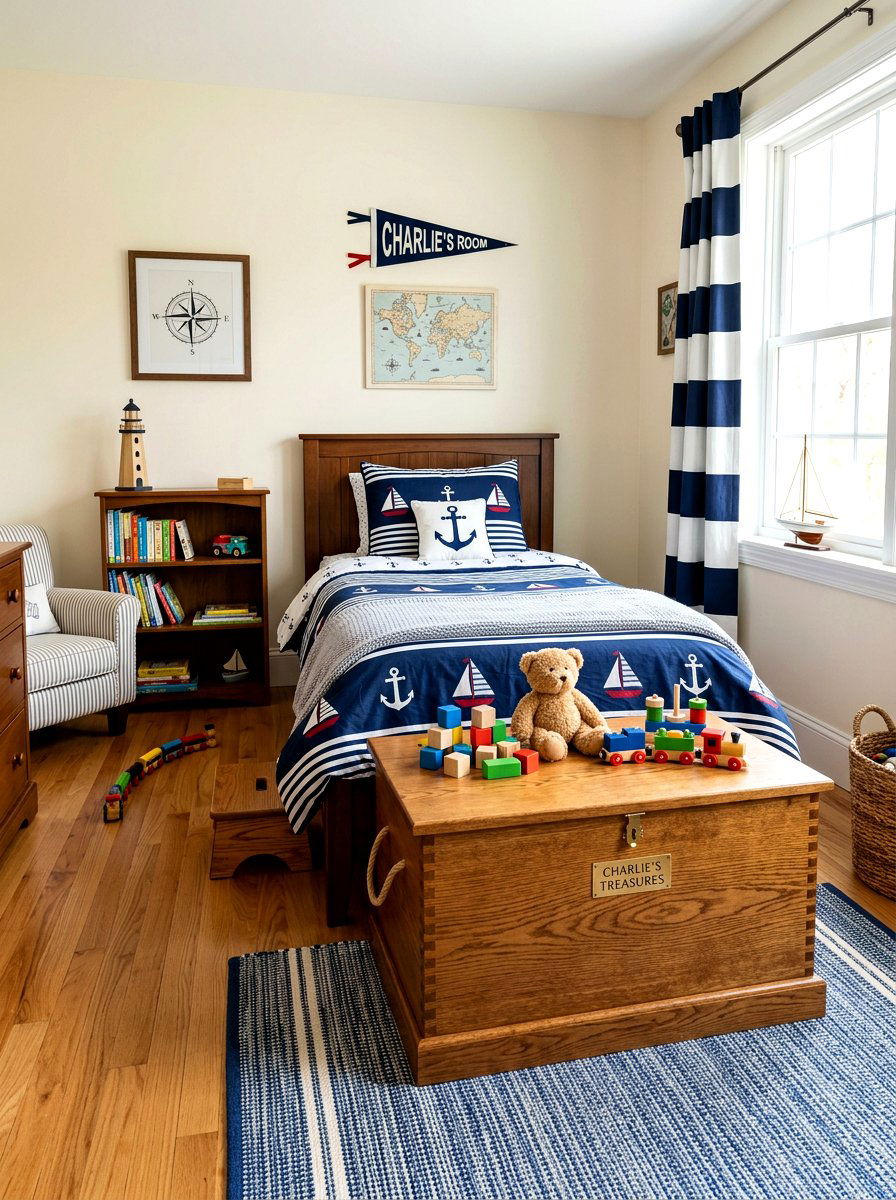 Wooden Toy Box - 30 toddler bedroom storage ideas