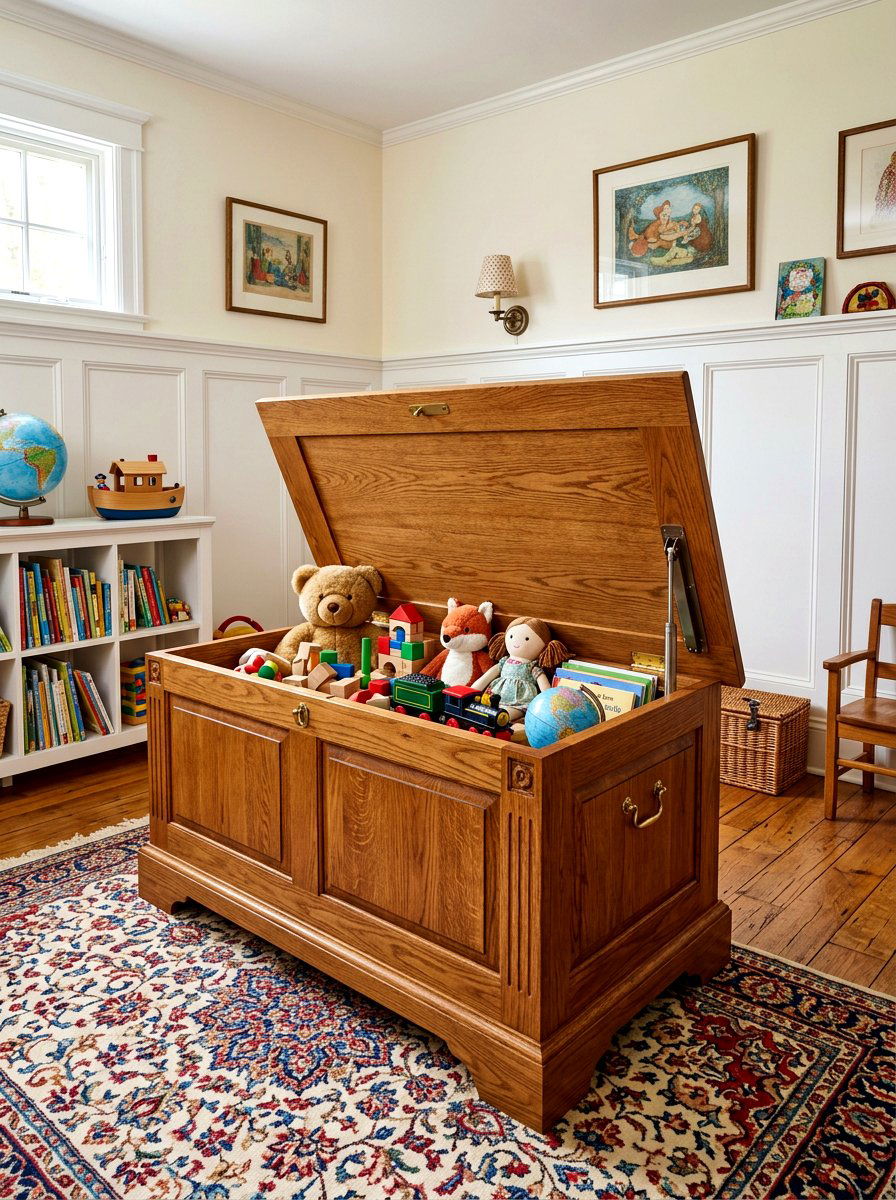 Wooden Toy Chest - 30 playroom storage ideas