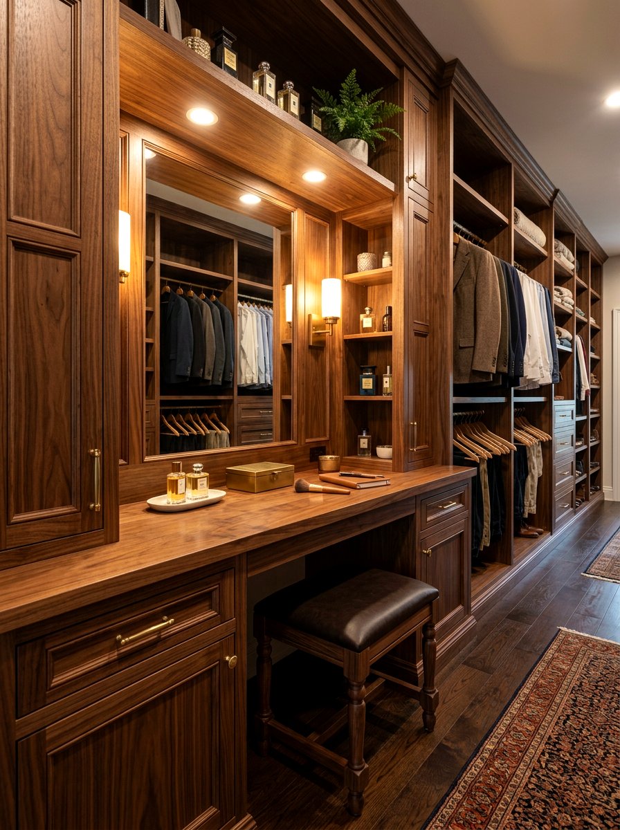 Wooden Walk In Closet Desk - 30 walk in closet vanity ideas