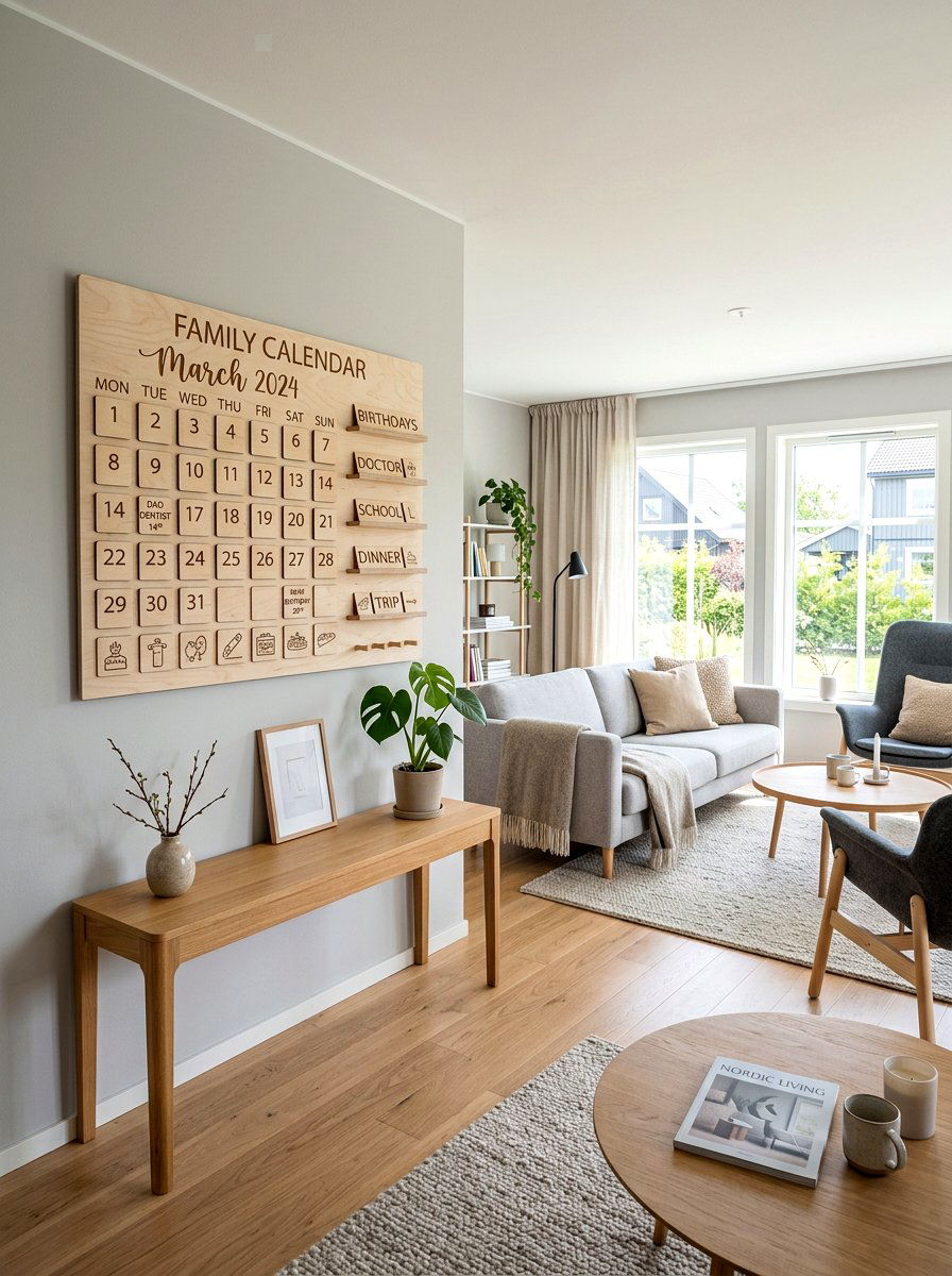 Wooden Wall Calendar - 30 family calendar wall ideas
