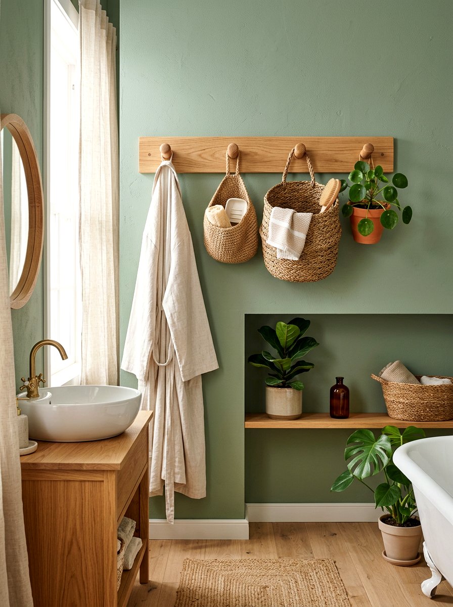 Wooden Wall Hook - 30 robe hook bathroom ideas