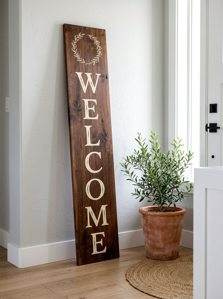 Wooden Welcome Sign - 30 spring front entry ideas