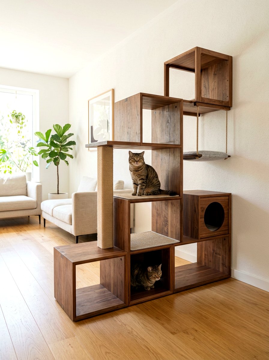 Wooden cat furniture - 30 cat room aesthetic ideas