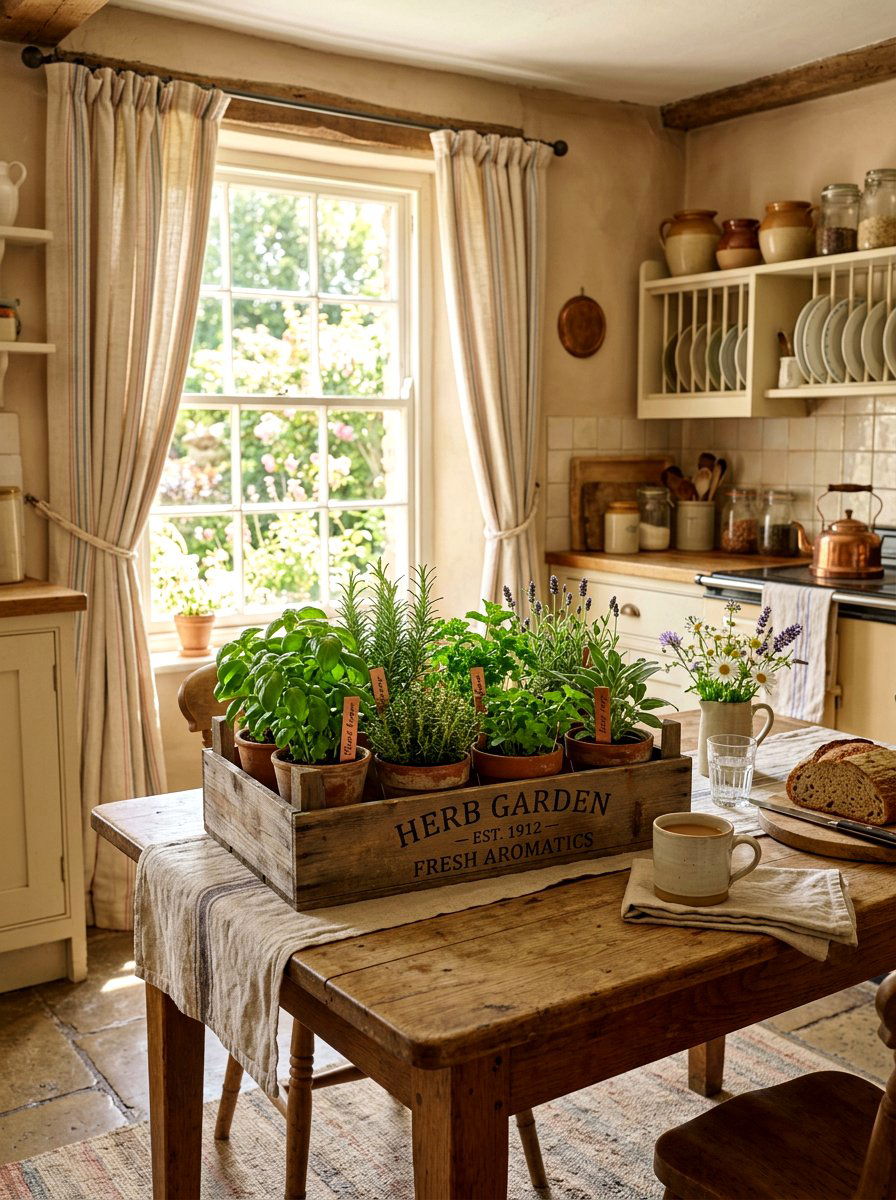 Wooden crate herb garden - 30 kitchen herb garden ideas