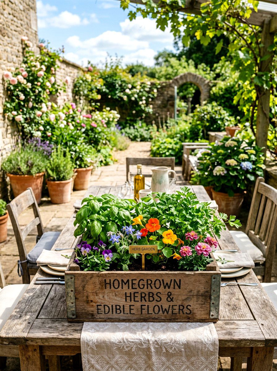 Wooden crate herb planter - 30 herb garden planter ideas