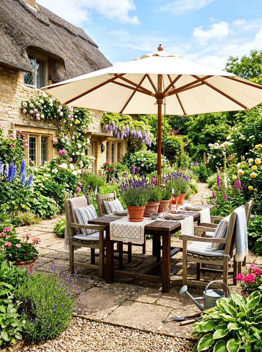 Wooden frame patio umbrella - 30 garden umbrella ideas