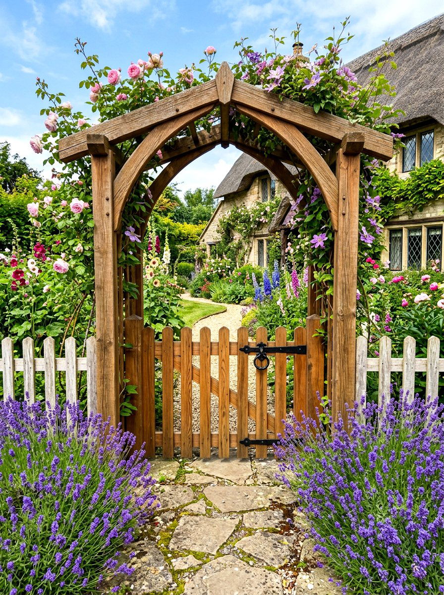 Wooden garden arbor gate - 30 arbor entry exterior ideas