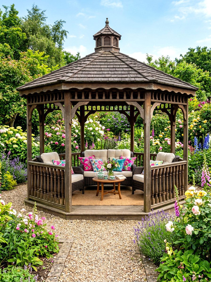 Wooden garden gazebo - 30 patio canopy ideas
