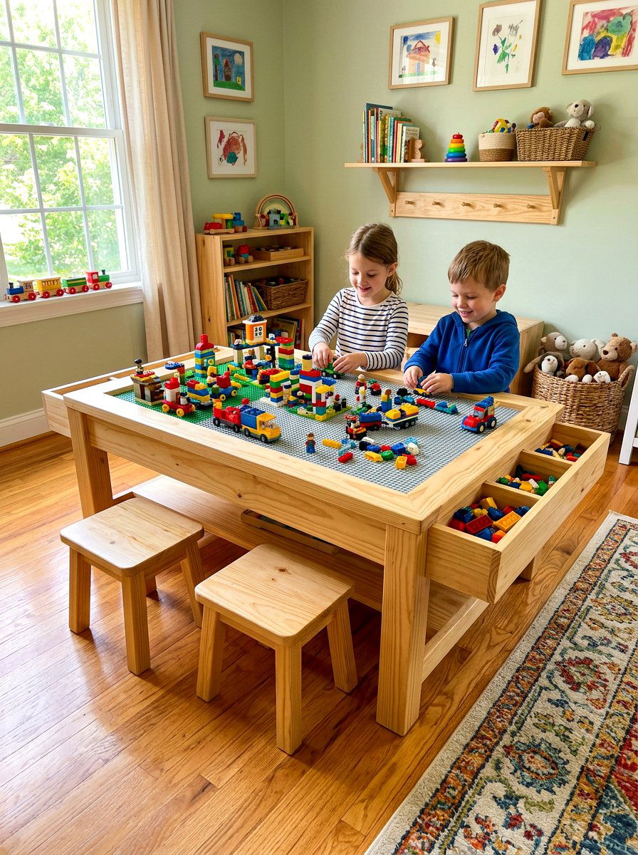 Wooden lego table for kids - 30 lego table ideas