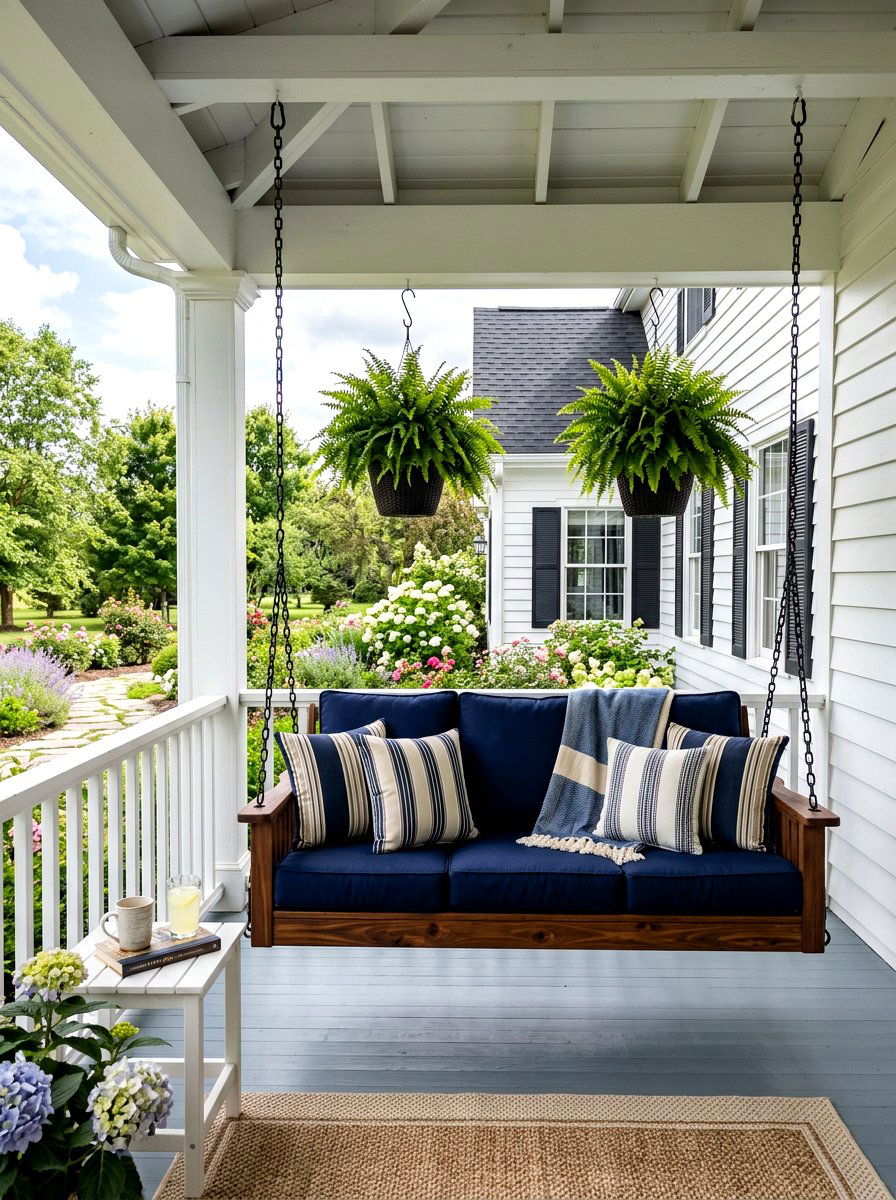 Wooden porch swing - 30 wooden patio furniture ideas