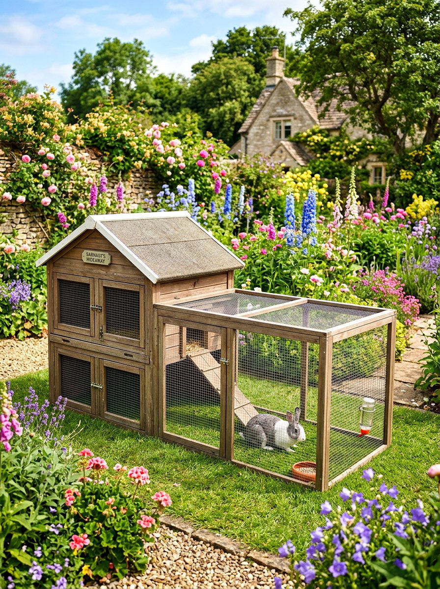 Wooden rabbit hutch with run - 30 rabbit hutch garden ideas