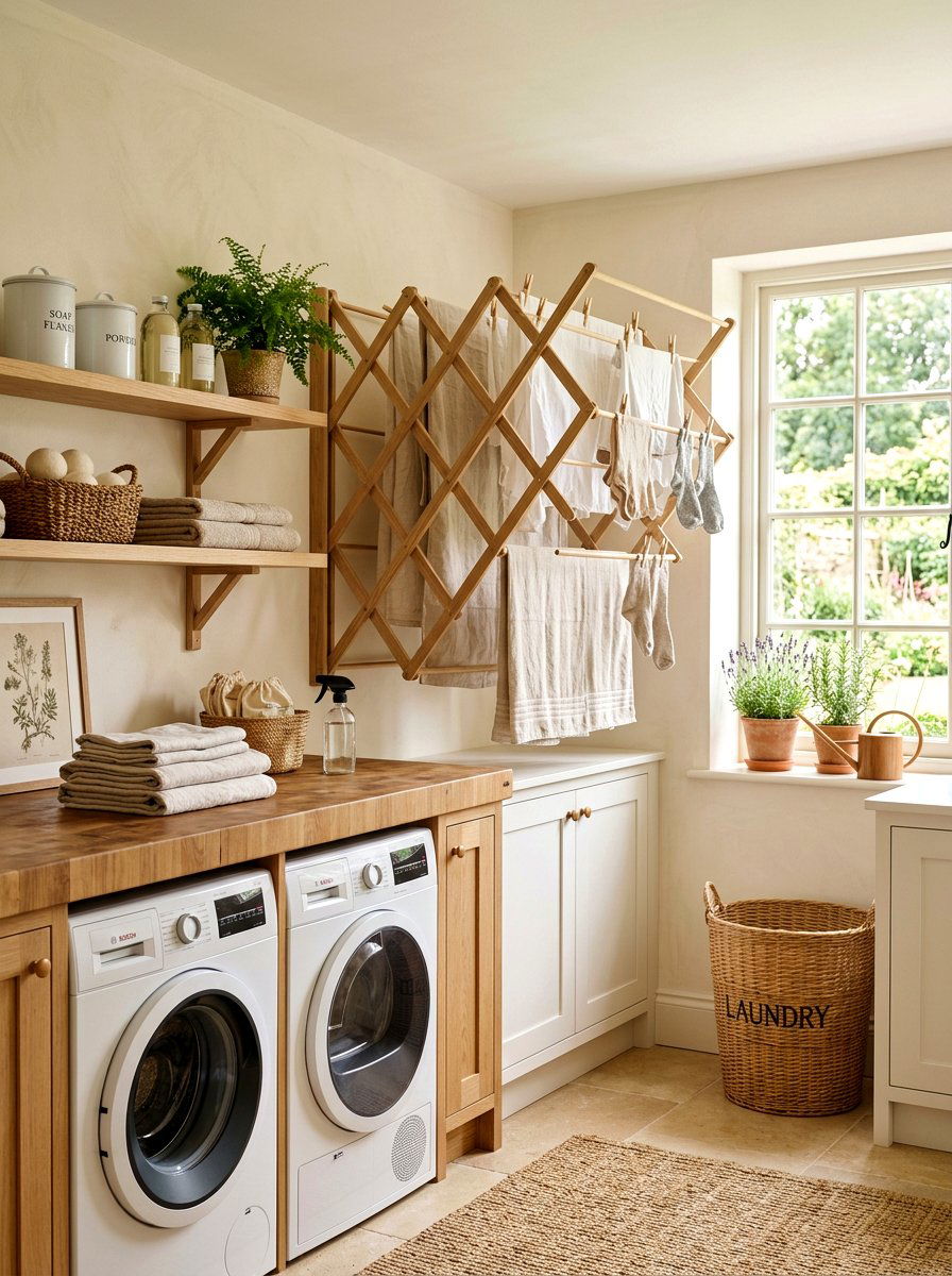 Wooden rack laundry room