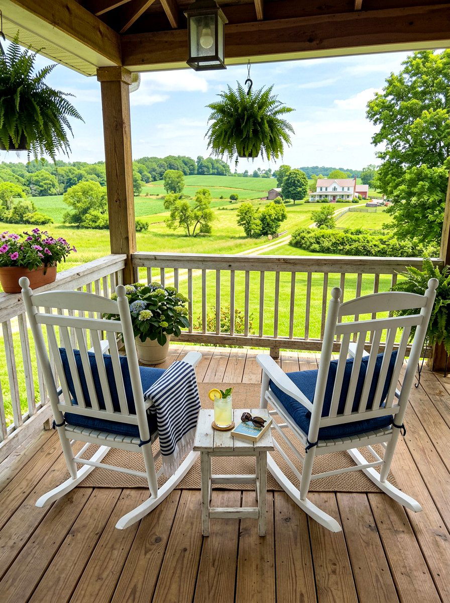 Wooden rocking chairs - 30 country porch decor ideas